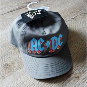 ACDC Snapback Hat Gray One Size Adjustable‎ Vented Holes 6 Panel Cotton